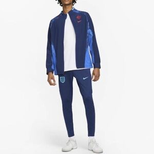Nike England AFW Dri Fit Woven Soccer Zip Up Jacket Blue Multicolor size Medium‎